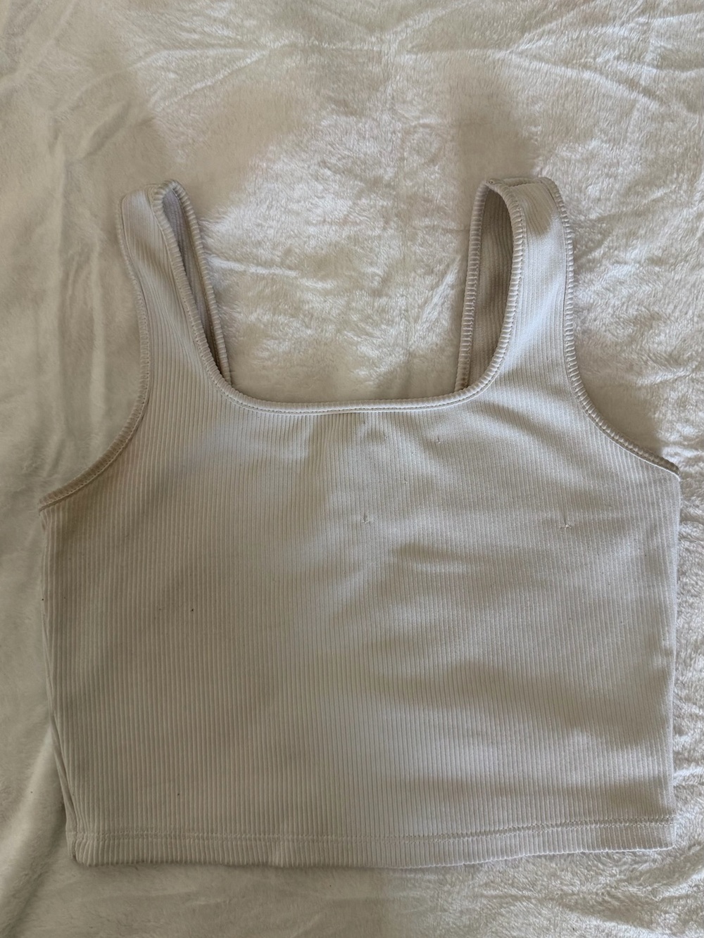 wild fable Ribbed Square-Neck Crop Tank in White